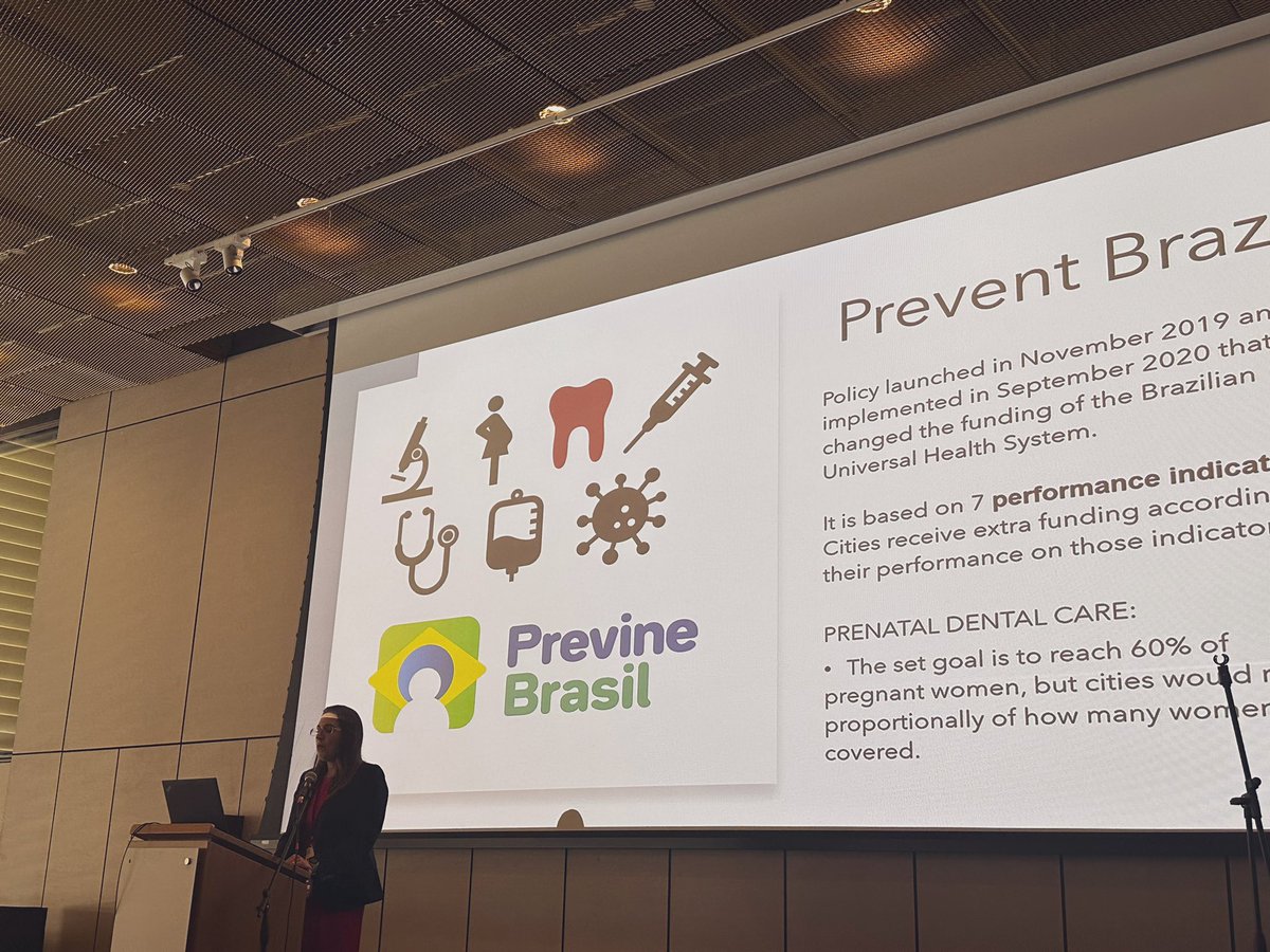 Really enjoyed listening to <a href="/Helena_Schuch/">Helena Schuch</a> this afternoon discussing access to prenatal dental care under the Previn Brazil 🇧🇷 program. Great to see examples of national incentive policies with an oral health impact! <a href="/BEHSRofIADR/">BEHSR</a> #IADR2023