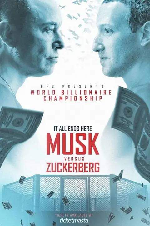 JangleChase's tweet image. The People demand this is done on dinghy in orca infested waters OR SPACE. Cage fighting in a SpaceX Rocket. It's also a fight to the death. Give The People what they want @MarkZuckerbeg @elonmusk