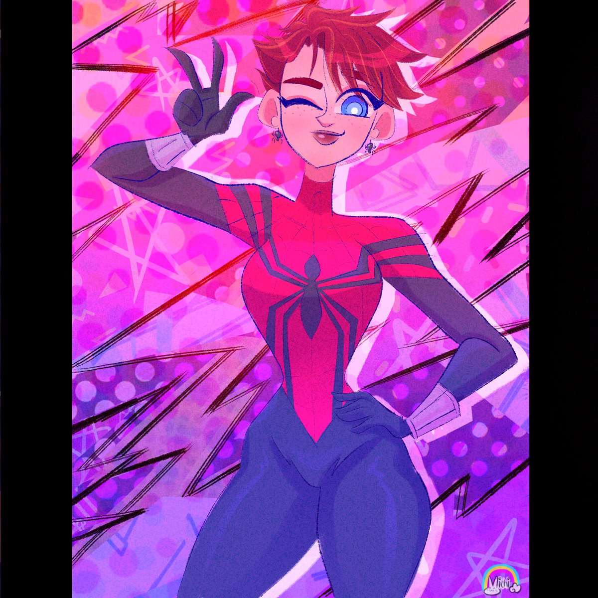 #spidey #spidergirl 
#MaydayParker 

 I was very excited to see her in the #SpiderManAcrossTheSpiderVerse movie, well her even younger version.
Anyway I adore her soo much.❤️🕷💙

#spiderman