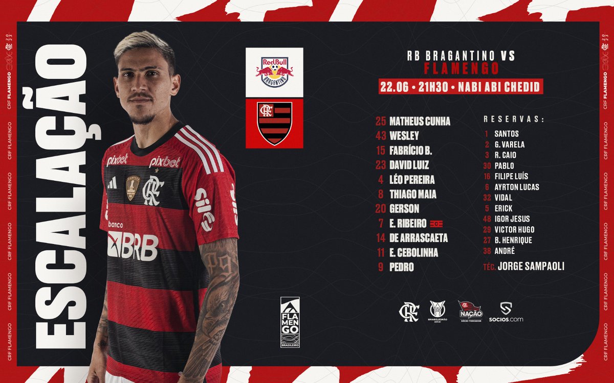 SAIU! Confira a escalação do Flamengo para encarar o Bragantino - Coluna do  Fla