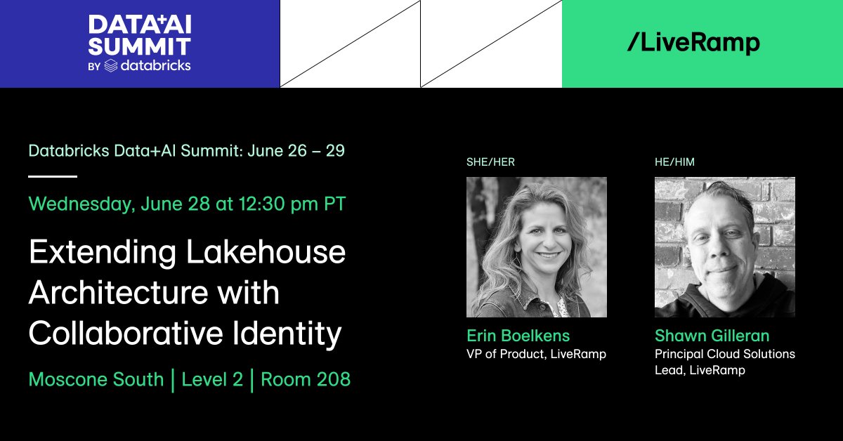 Who else is headed to @Databricks #DataAISummit in San Francisco next week? 👀 Stop by our session on Wednesday, June 28 at 12:30 pm to learn how to build on the Lakehouse architecture to enhance data enrichment, activation, collaboration and more. ➡️ bit.ly/3Nl6aID