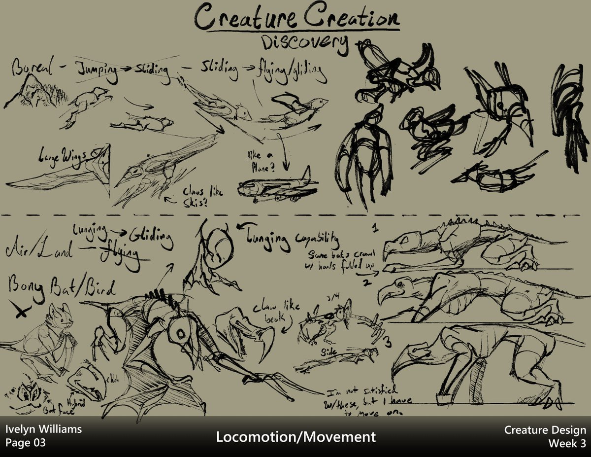 ivyyersinia's tweet image. Week 3 of the Creature class is inspiration from animal movements.  This one was rough since I had no idea what I was going to do until 8 hours before class.  Not super happy how it came out, but I&apos;m glad I got something down at the very least!

#dynamicsketching #creaturedesign