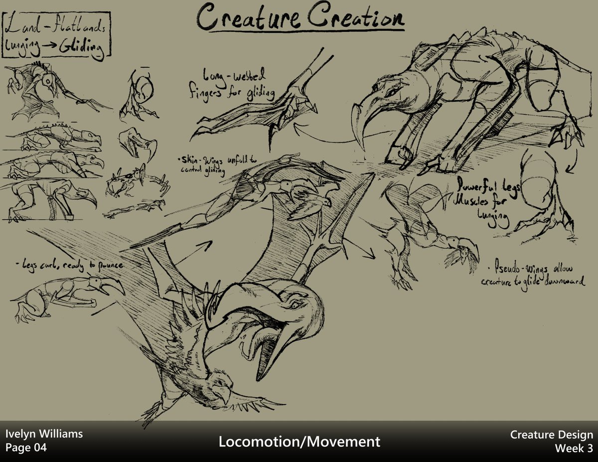 ivyyersinia's tweet image. Week 3 of the Creature class is inspiration from animal movements.  This one was rough since I had no idea what I was going to do until 8 hours before class.  Not super happy how it came out, but I&apos;m glad I got something down at the very least!

#dynamicsketching #creaturedesign