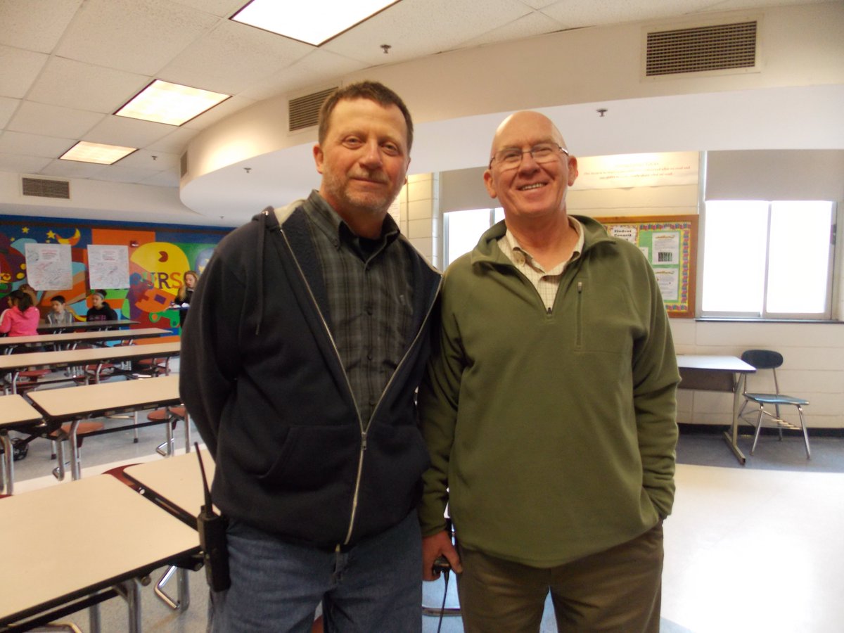 LudlowPublicSch's tweet photo. Those were the days! #tbt 
The year was 2013 -yes, ten years ago-  and the location was the BMS cafeteria with two of the best teachers to walk the halls of Baird Middle School-Dave Borkowski and the "Mighty Quinn!  #lovethis #lpspride #retired #twofothebest #middleschoolteachers https://t.co/AHxniQLFDF