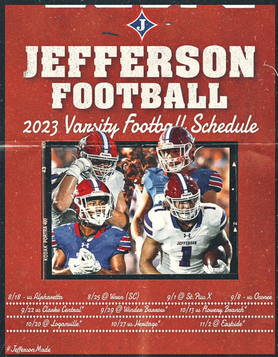 2023 Jefferson Dragon Varsity Football Schedule.

#JeffersonMade