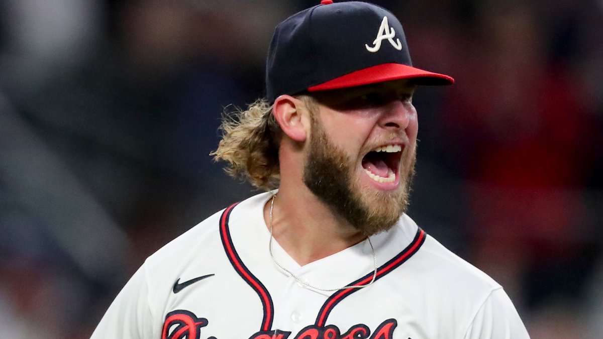 grantmcauley's tweet photo. Since allowing 1 run on 3 hits in a blown save on May 25 that pushed his ERA to 7.43, #Braves LHP A.J. Minter has allowed just 1 run on 2 hits with only 1 walk and 14 strikeouts in the 13 appearances since. He's back, folks. https://t.co/EPxamQw7D5