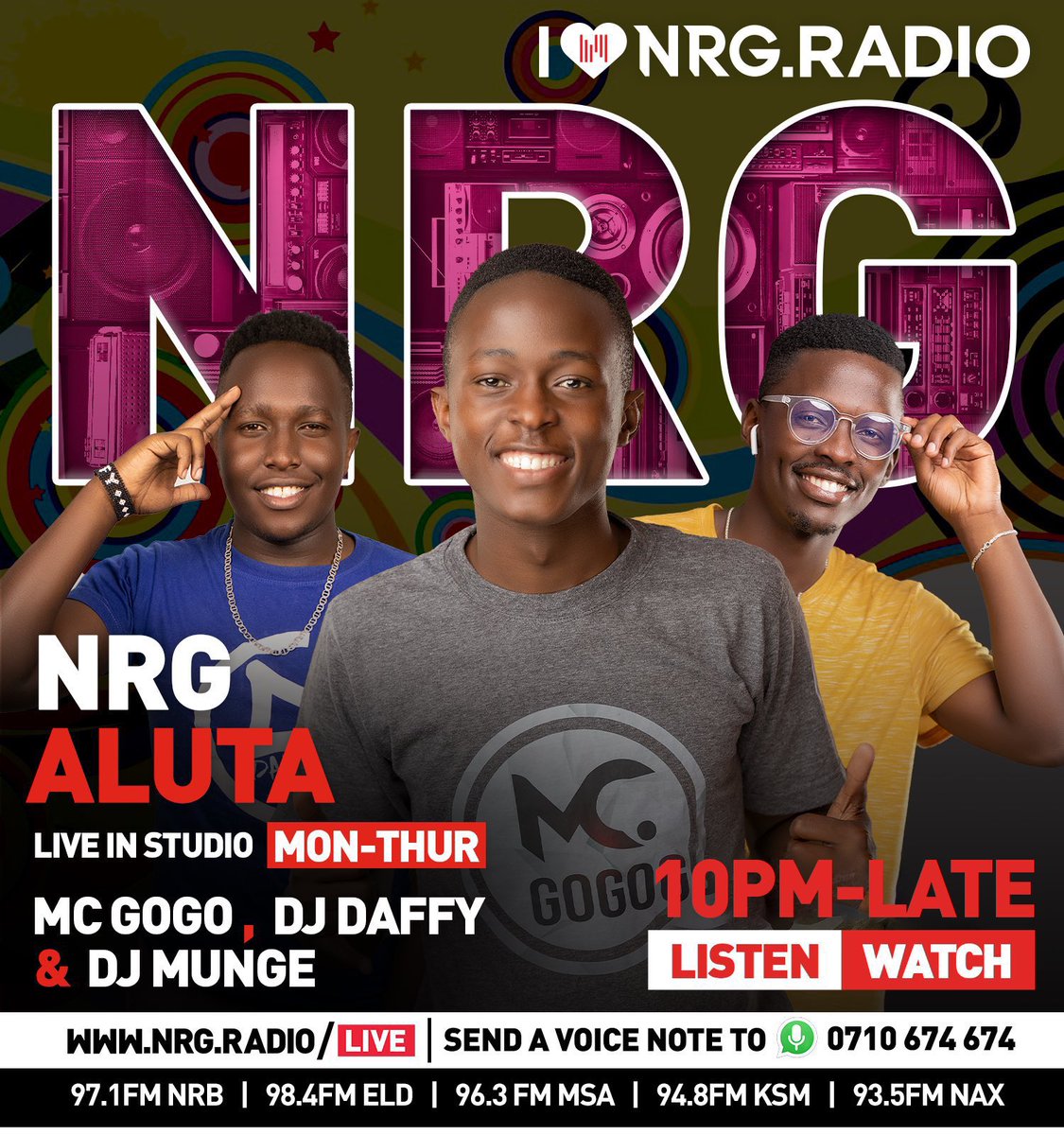 🔥🔥🔥 Masaa ni ya ile dose ya daily Sherehe with your favourite night gang <a href="/DjMunge/">DjMunge</a> <a href="/DaffyDjay/">Djay Daffy</a> na MC Gogo #NRGAluta🔥🔥🔥🔥🔥 Twende kwaaaaoooo
 #NRGAluta