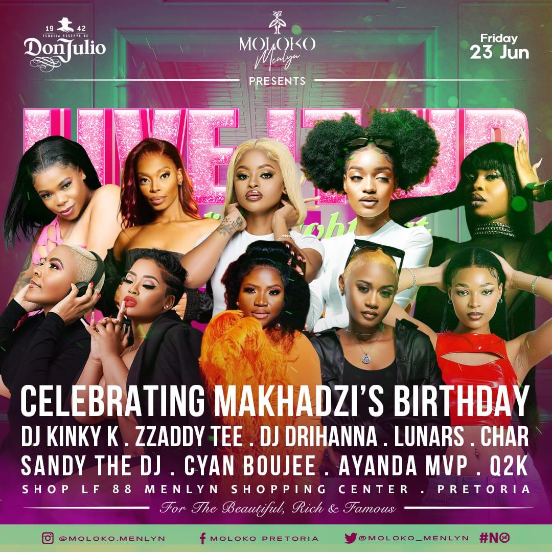 TebogoShandy's tweet photo. Let's meet at moloko tomorrow, doors open at 23:00 ,ladies night 🍾🔥
@Moloko_Menlyn 
@CBoujee 
@MakhadziSA 
@drihanna_dm 
#molokofridays
#molokovibes https://t.co/MqaVanRaoT