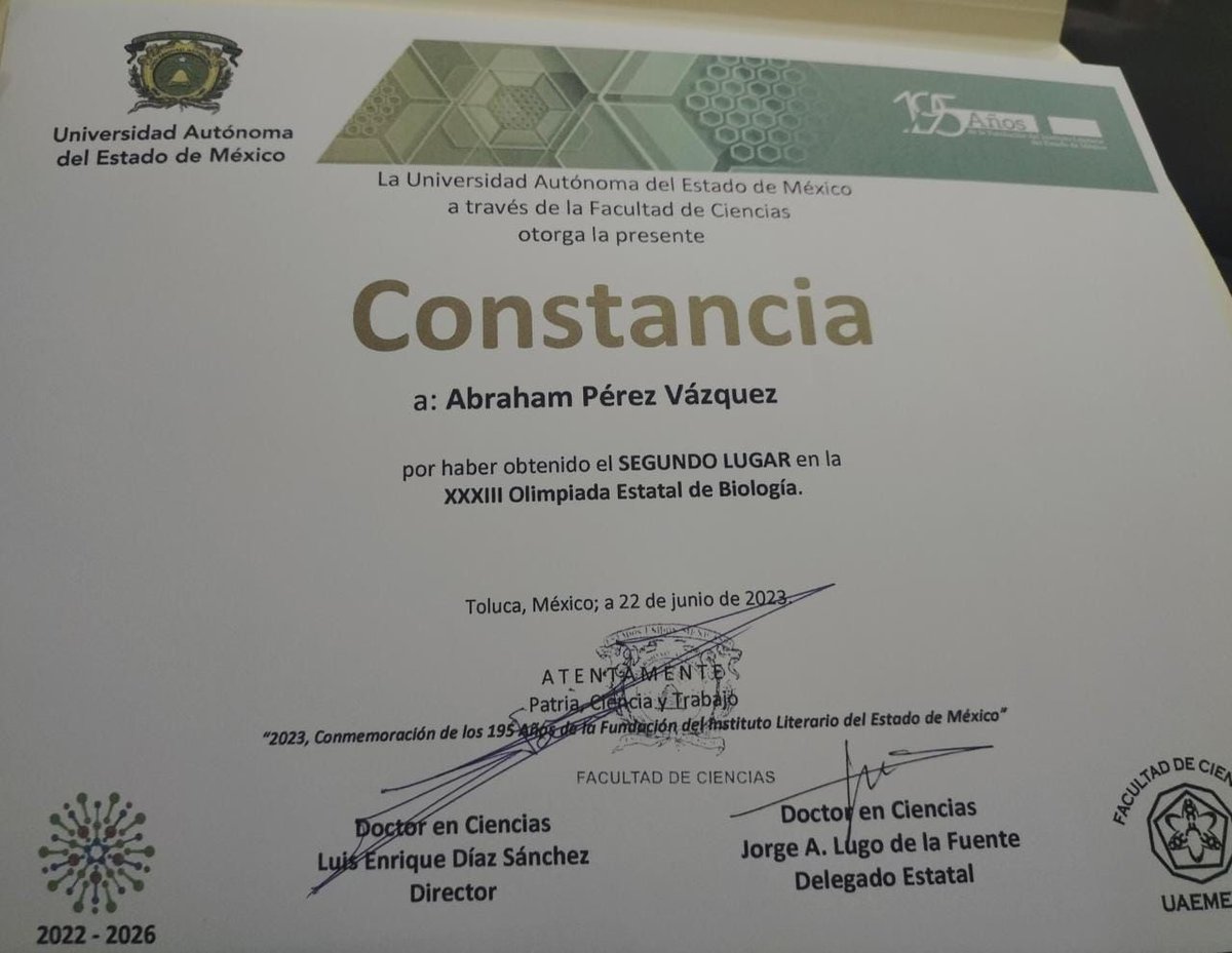 EPOEM314's tweet photo. Nos sentimos muy orgullosos porque nuestro alumno Abraham Pérez obtuvo el Segundo Lugar en la #OlimpiadaEstatalDeBiologia organizada por la @UAEM_MX muchas felicidades Mtra. @Araceli65177309 @SeducEdoMex @SEMSedomex @DGEMSedomex @dbg_epoem @EdomexDgfa @marthatellez @GabyRuizRios https://t.co/p7U1w7Yhzw