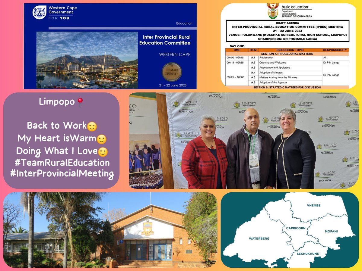 KarenR_Dudley18's tweet photo. Inter-Provincial Rural Education Committee Meeting: IPREC
■ Where Great Minds Meet #RuralEducation 
#ChangingMindsets 
#ChangingAttitudes
#MultigradeSchoolsMatter @WCEDnews @DBE_SA @teachingconnect @almaret_toit @WestCoast_Edu @ECKEDOffice https://t.co/iJ6xv0i6qB