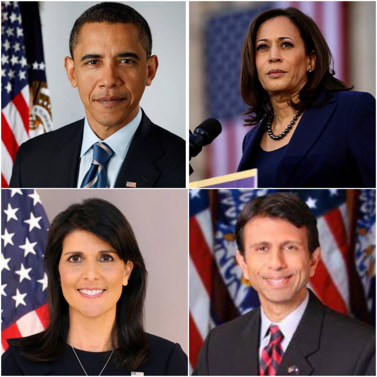 total_woke_'s tweet photo. I, Kamala Harris, Nikki Haley, Bobby Jindal all had to convert to Christianity or choose Christianity from mixed parentage to become successful politicians in US. Antonia Maino didn't have to in India. Therefore America is secular and India fascist - #BarackObama https://t.co/pBlLPki6nB