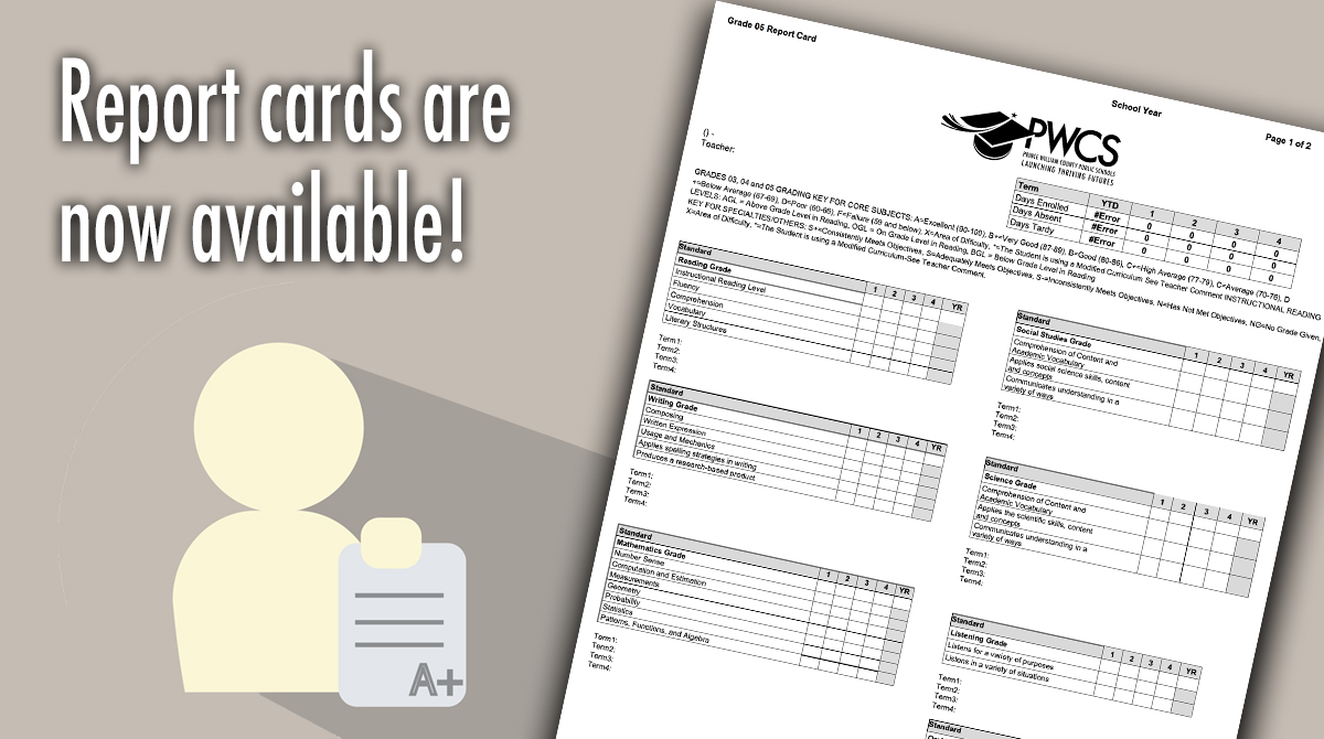 For students in grades K-5, report cards are available in ParentVUE! For students in grades 6-12, report cards were mailed home, and can be seen on ParentVUE as schools upload them!

To go to ParentVUE, please visit pwcs.edu/about_us/the_h…