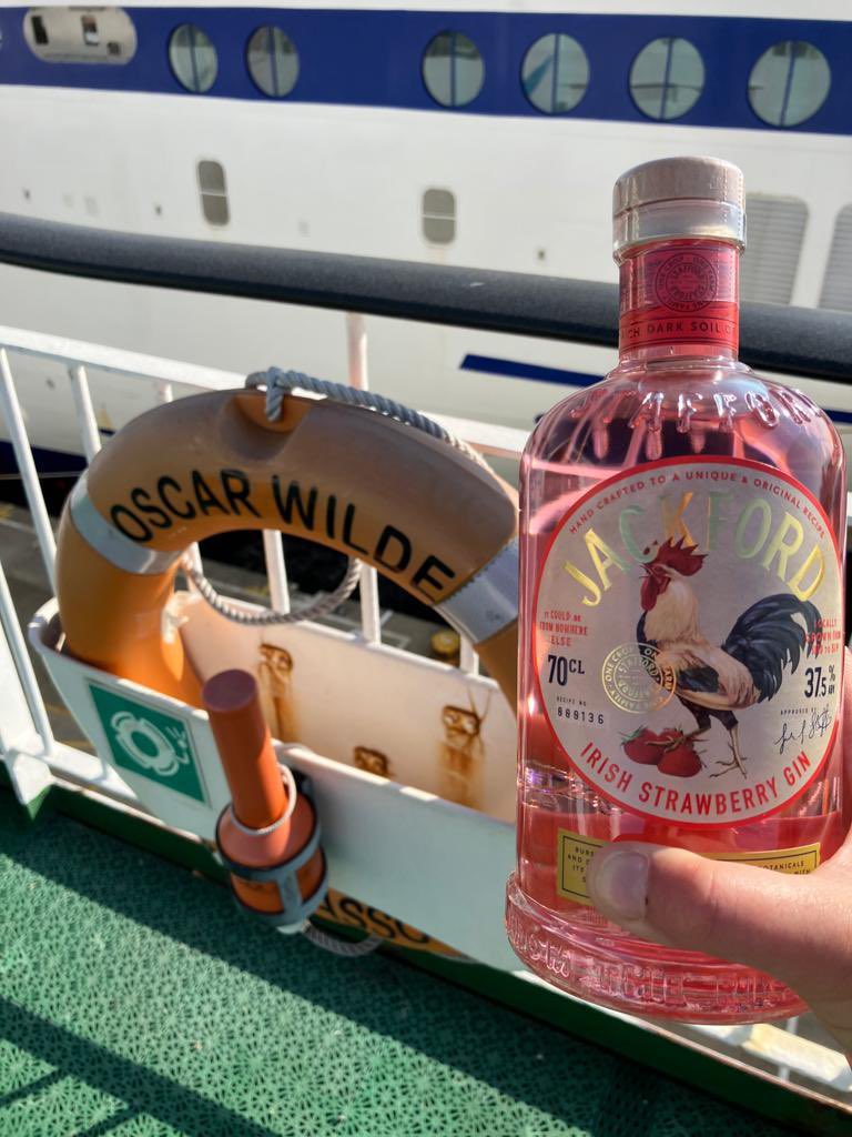 StaffordSpirits's tweet photo. Oscar Wilde is the largest and fastest passenger cruise ferry on the Irish Sea and we are lucky enough to be listed in the duty free and were thrilled to be onboard doing tastings of our premium Jackford Irish Strawberry Gin recently! 🛥️
#irishgin #premiumgin #irish #oscarwilde https://t.co/xP1QKYM5ab