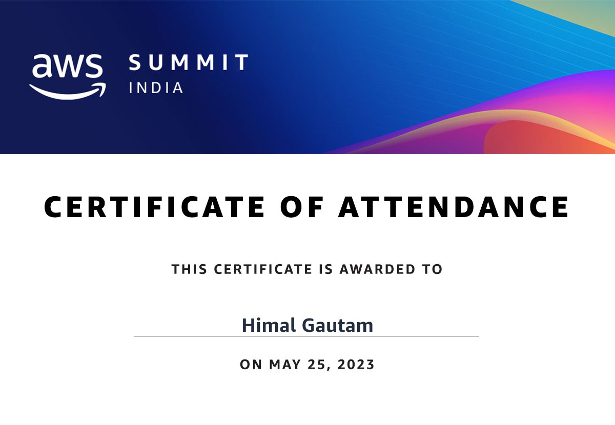 It was a great experience to attend Amazon Web Services (AWS) Summit India. It was an online event.

#awssummit #awssummitindia #technology #cloud