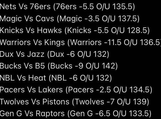 2KLHandicapper's tweet photo. Spreads for @NBA2KLeague games tonight
starting 6PM
Who you got? #NotAffiliated #Handicapping https://t.co/mgTzEAWViL
