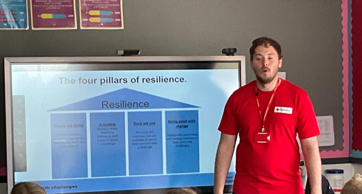 Thank you to James and David from the British Red Cross @BritshRedCross for P5/6 workshops on “Coping with Challenges” and First Aid ⛑️