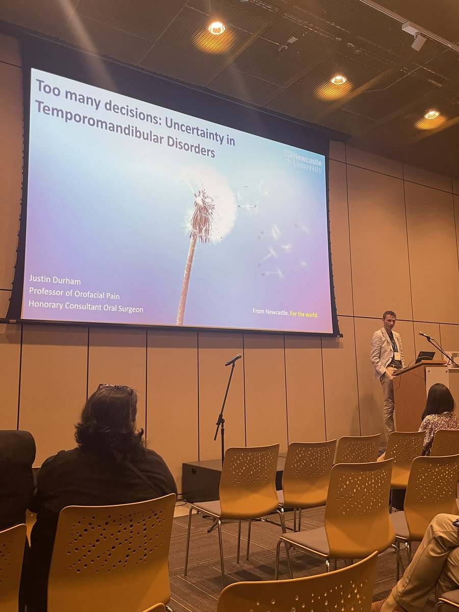 Superb keynote presentation by <a href="/JDurhamUK/">Justin Durham</a> on TMD <a href="/IADR/">IADR</a> 

The key take home message: keep it simple and make sure it’s diagnosed properly to get it right for the patients!! 

<a href="/NewcastleSDS/">NCL Dental School</a>