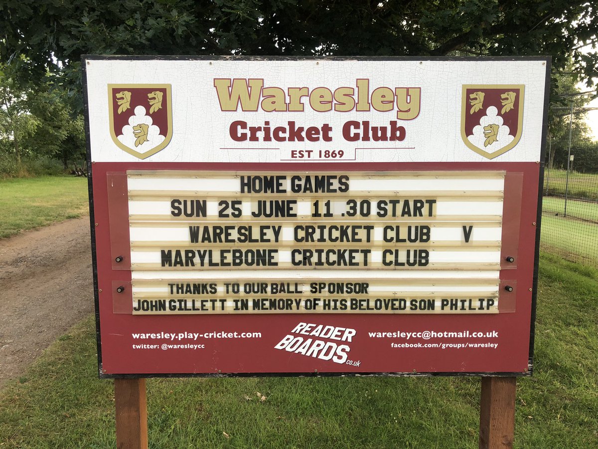 It’s our biggest game of the year on Sunday when we host the MCC for the third time - series currently tied at 1-1! Play starts at 11.30am - lunch at 1.30pm. There will be activities for youngsters in the interval.
The bar will be open all day &amp;  bbq available from 1pm #waresley