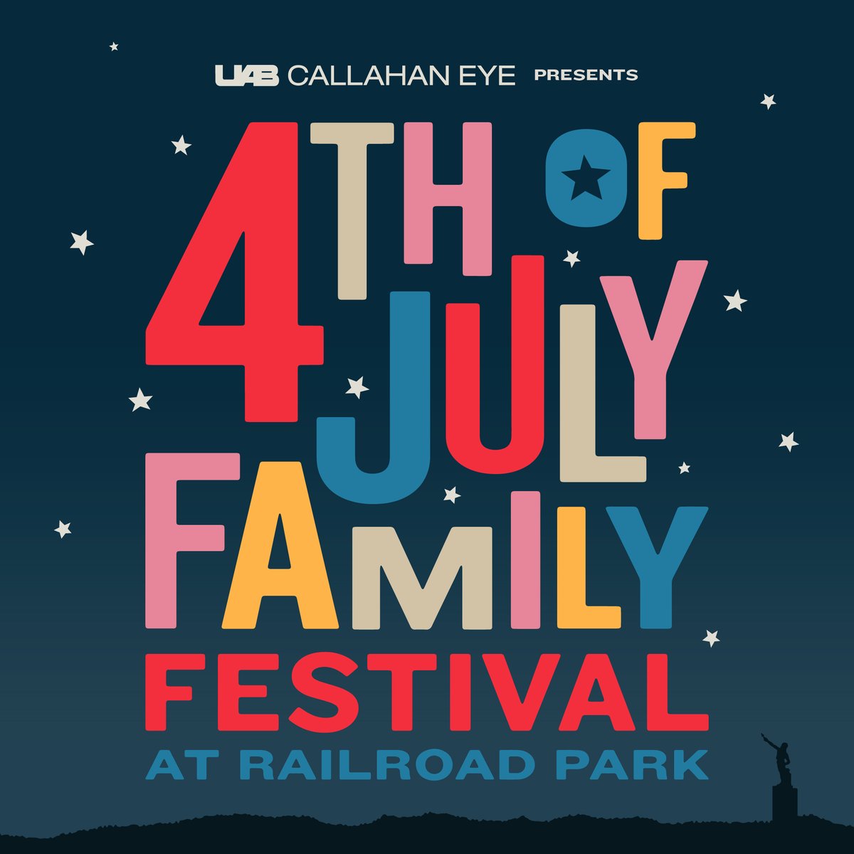 The @UABophtho presents 4th of July Family Festival is FREE thanks to our sponsors UAB Callahan Eye, @thepigbham, @NucorCorp, Dale's Seasoning & VIVA Health. Join us on July 4th (5 pm-9 pm) for a great evening of entertainment leading up to the fireworks at @VisitVulcan.