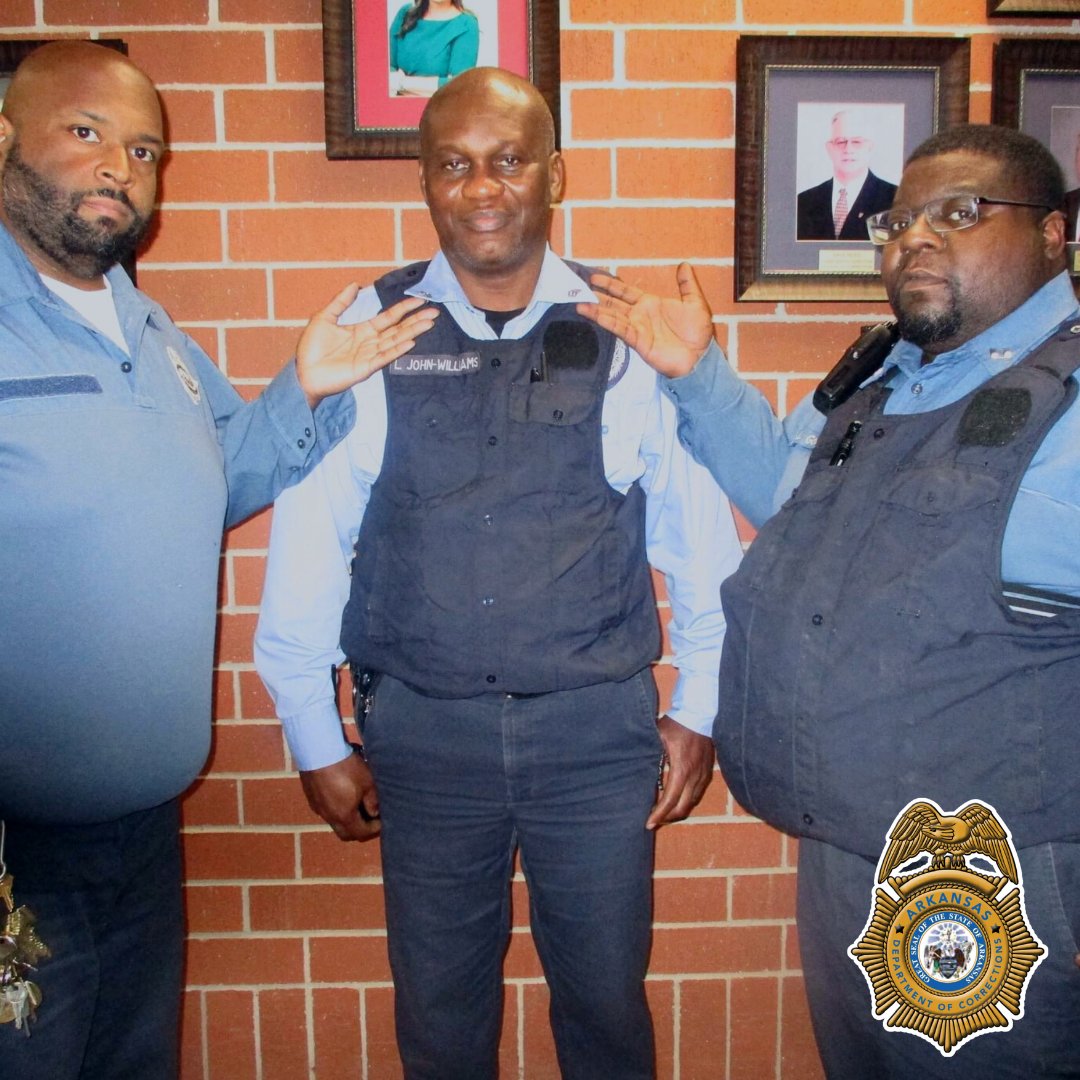 ADCPIO's tweet photo. #Congratulations to Field Sgt. John Hudson (Cummins Unit), Sgt. John Williams (Varner Unit) and Capt. Mary Lloyd (transferred from Varner to the Wrightsville Complex) on their recent #promotions!
#ARDOCFamily #VarnerUnit #WrightsvilleComplex #CumminsUnit https://t.co/7u7FHRt41W