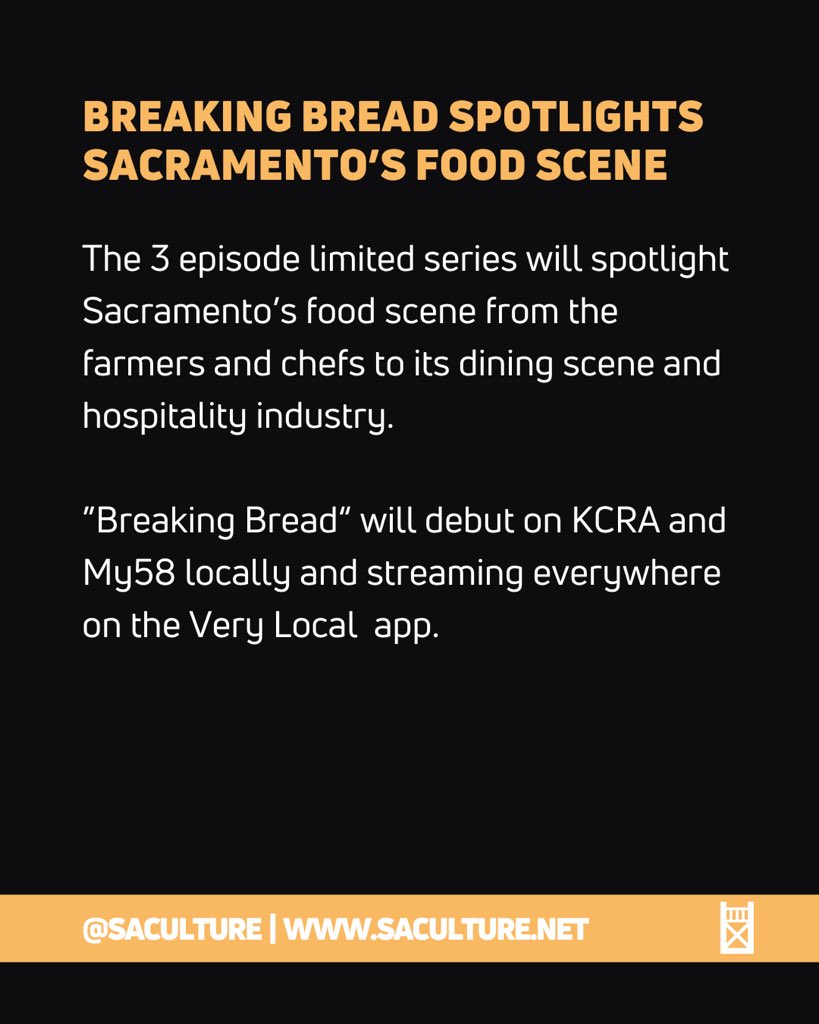 A new 3 episode limited series will spotlight Sacramento’s food scene from the farmers and chefs to its dining scene and hospitality industry. “Breaking Bread“ will debut on KCRA and My58 locally and streaming everywhere on the Very Local app.