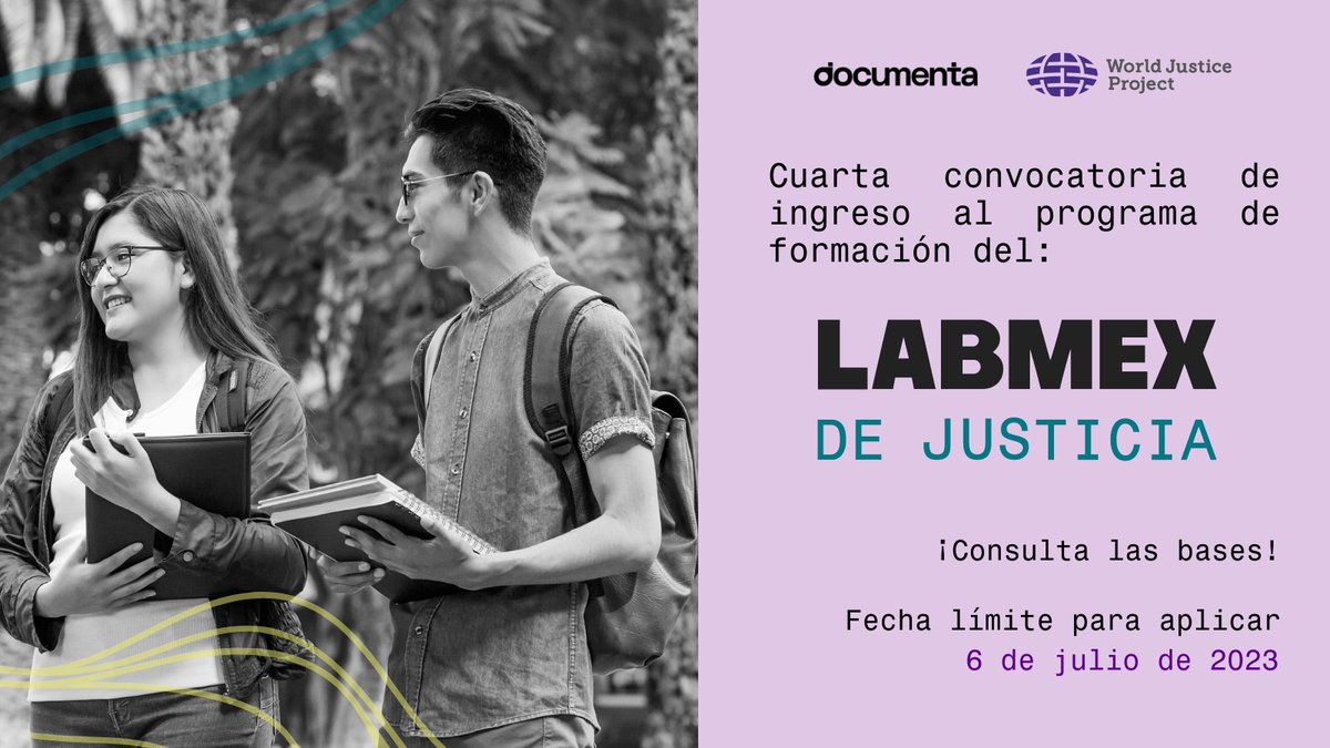 ¡Aún estas a tiempo de unirte a la cuarta edición de pasantías del LABMEX de Justicia ⚖️!

Este proyecto busca generar alternativas que se traduzcan en un mejor acceso a la justicia para todas las personas. 

Bases: bit.ly/42OIxhq 
¡Postúlate!:  bit.ly/3Jp0XOU