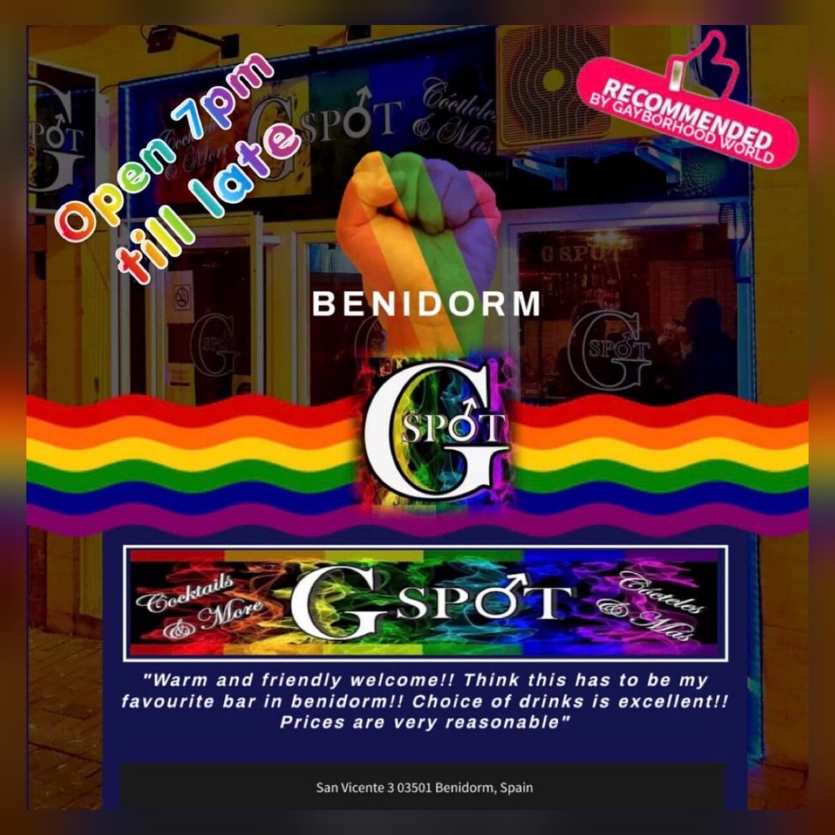 GBenidorm's tweet photo. Find your Gspot in Benidorm. The best original cocktail gay bar in the village.... https://t.co/kZcqKRXZzJ