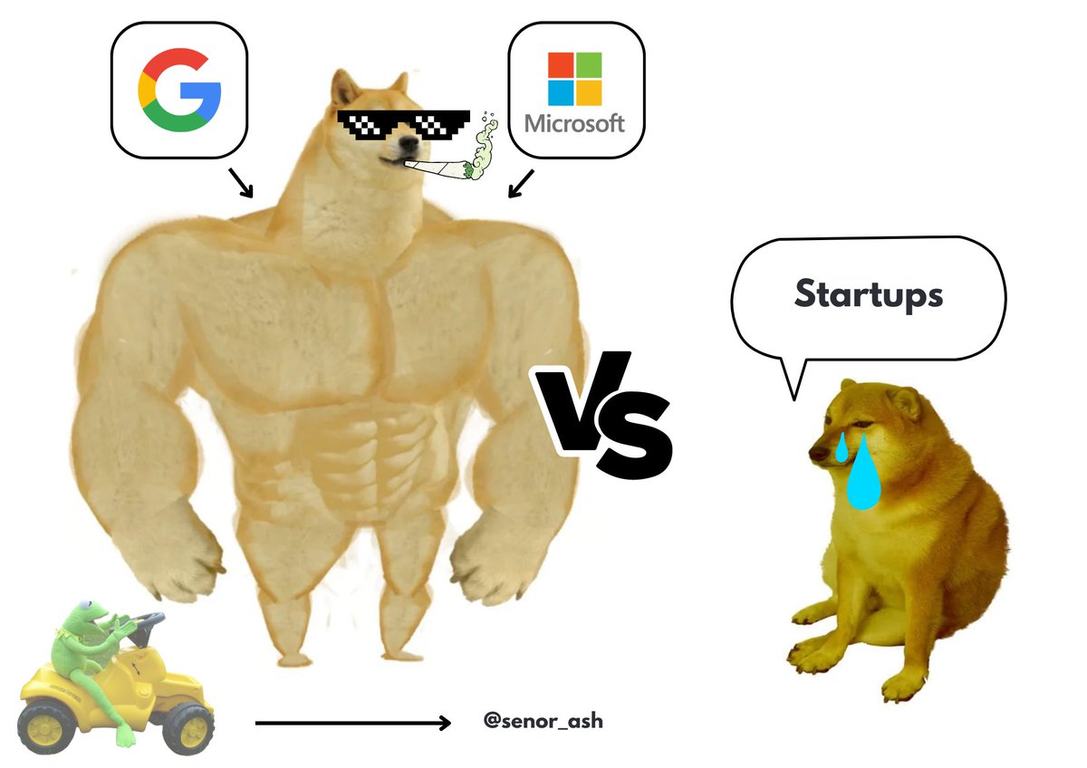 Microsoft y Google acaban de acabar con docenas de startups.

Un hilo sobre la ventaja competitiva...

en la era de la IA: