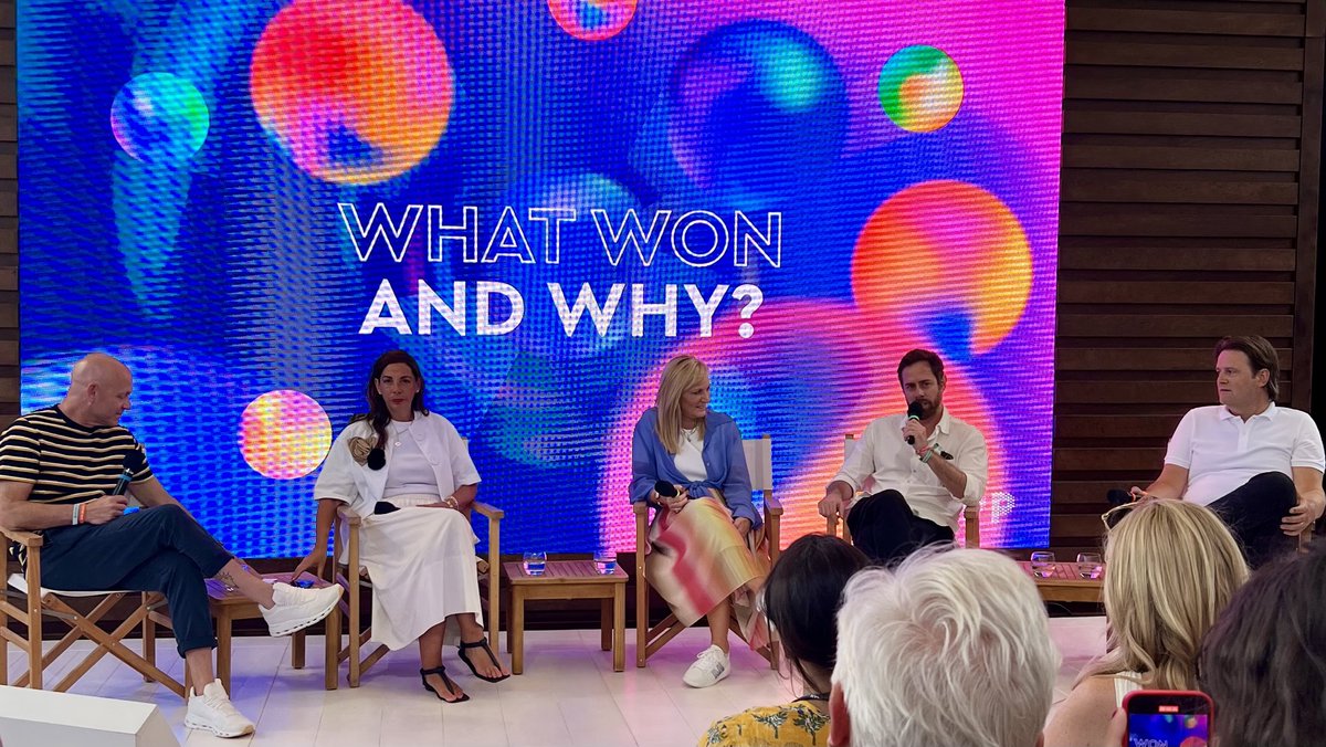 “We are partners of our clients. We are here in service of their businesses.” -Gabriel Schmitt, Grey Global  CCO, on how agencies can solve problems for their clients in a beautiful and impactful way at @WPP Beach's @Cannes_Lions “What Won and Why” panel.
#WPPCannes #GreyCannes