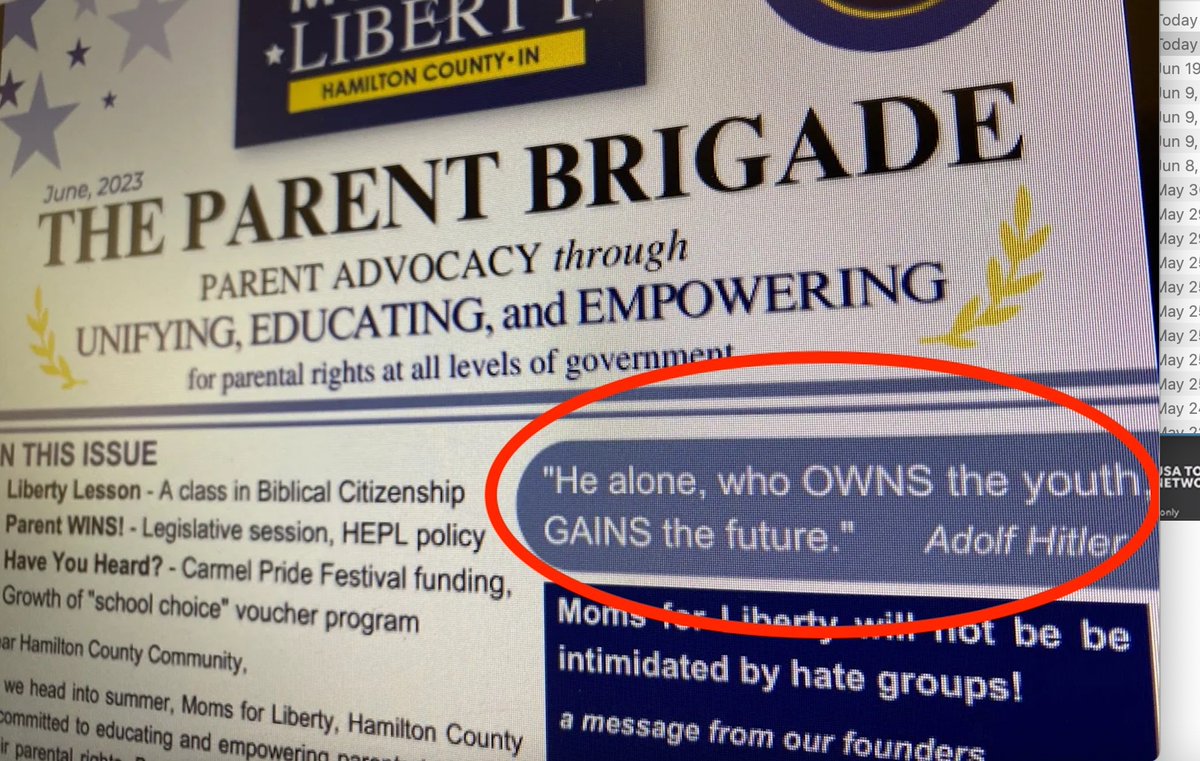 This Hitler quote from Moms for Liberty was on the top of the front page. Good lord.
