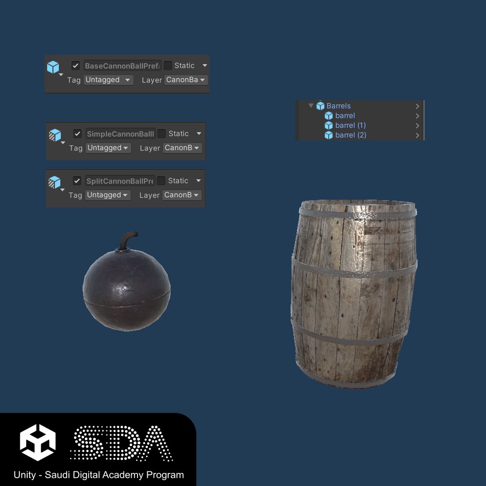 MUR_B1's tweet image. ثاني تحديث لكورس Unity - SDA
من برنامج #GameStart 
التفاعلات بين C# والمجسمات✅

شرح عن
-المجسمات وتصادماتها وفيزيائيتها
وتخزينها وتقسيمها والتعديل المنفصل عليها.
-اساسيات برمجية عن ال Code Reuse
مع انواعه وبتطبيق امثلة عليه.

عرفني على اشياء جديدة
ووضح لي استخداماتها بشكل ممتاز.