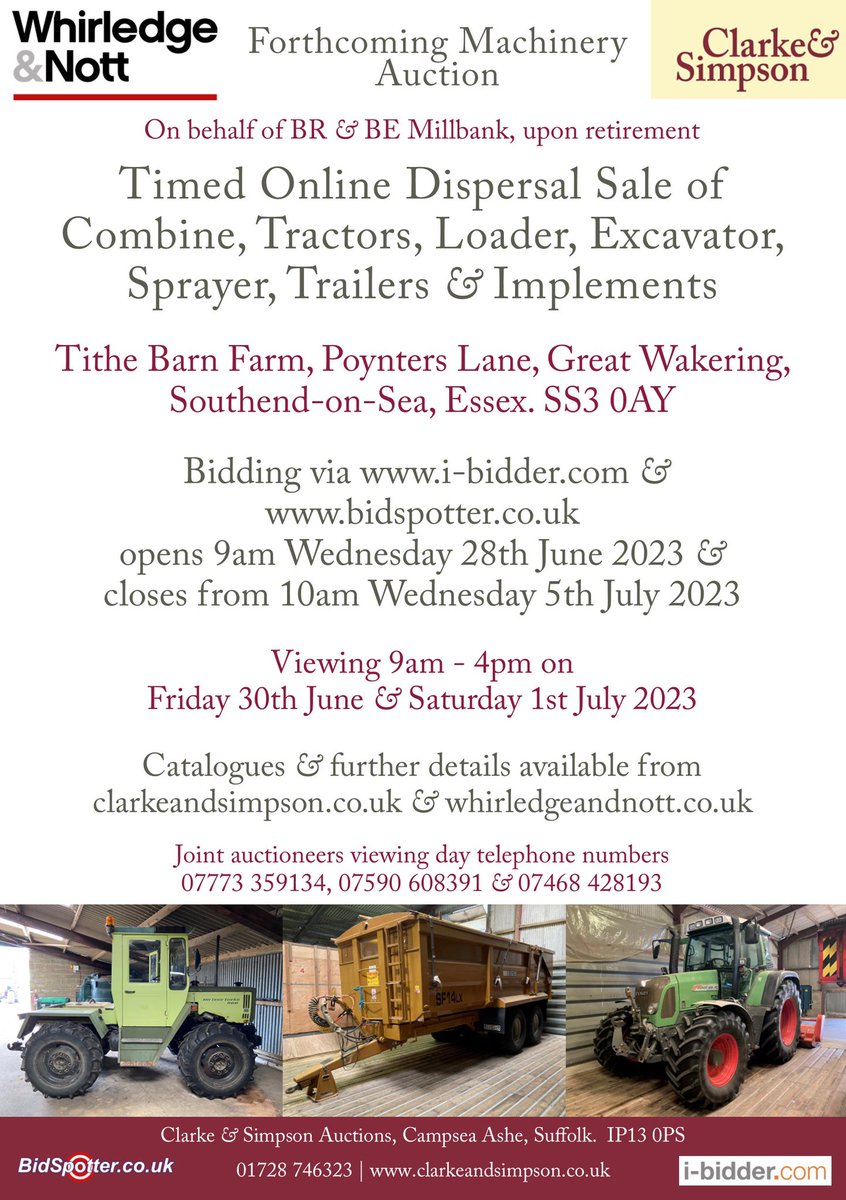 Cracking dispersal auction coming up with <a href="/WNottSurveyors/">Whirledge & Nott</a> in #essex 28/06-05/07.Check out the listing on <a href="/ibidder/">i-bidder.com</a> here: i-bidder.com/en-gb/auction-… very low houred kit-you don’t see machinery like this every day! <a href="/MachineryPete/">Greg Peterson</a> <a href="/FarmersGuide/">Farmers Guide</a> <a href="/FarmersWeekly/">Farmers Weekly</a> <a href="/The_Grassmen/">GRASSMEN</a> <a href="/GarethGault/">Gareth Gault</a>