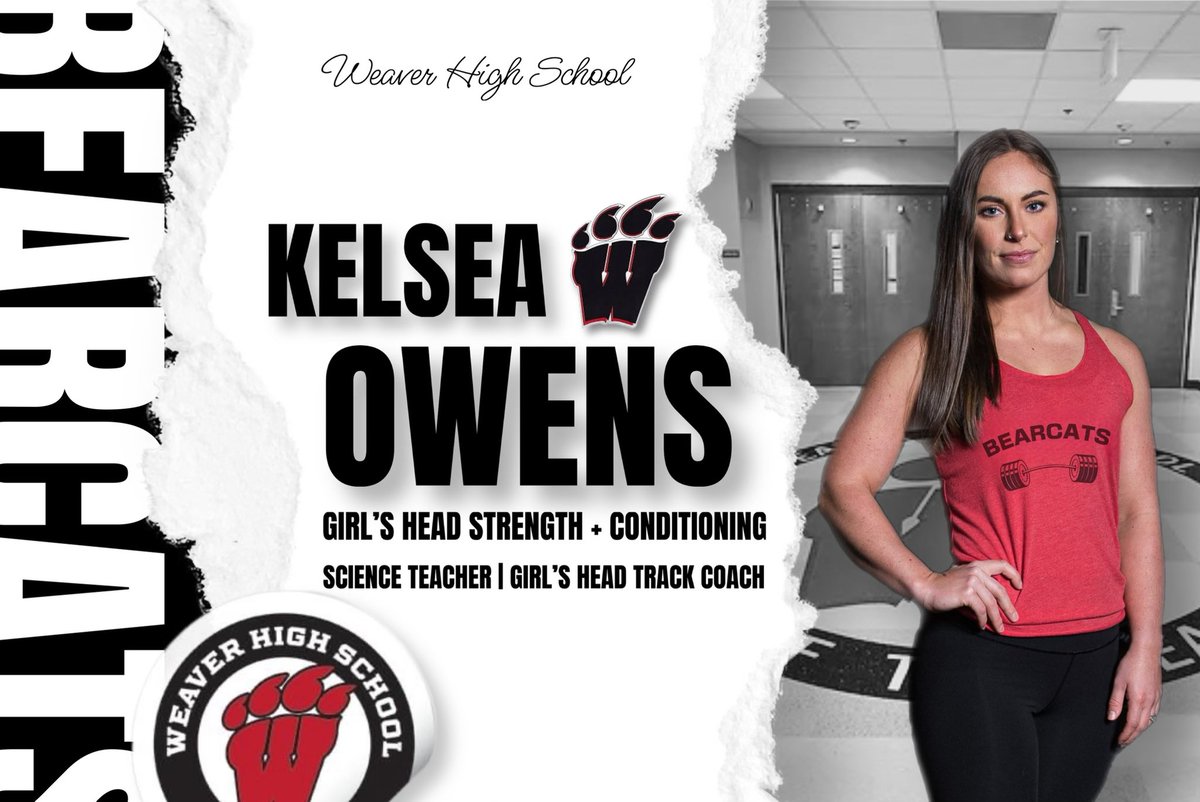 Kelsea Owens (@kelseaowens0) on Twitter photo I’m so excited to be at Weaver High school! I can’t wait to teach and work with all the athletes! #gobearcats 🔴⚫️
graphic by the talented <a href="/clairedbowen/">Claire Bowen</a> I’m so excited to be at Weaver High school! I can’t wait to teach and work with all the athletes! #gobearcats 🔴⚫️
graphic by the talented <a href="/clairedbowen/">Claire Bowen</a>