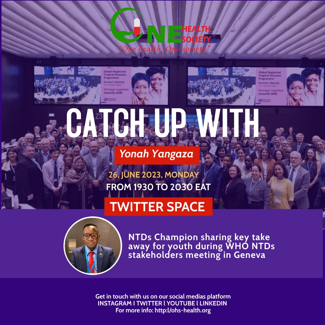 📢 Join us for exclusive Twitter Space session with @yangaza209 a champion in the fight against NTDs! 

🗓️ Date: Monday, June 26
⏰ Time: 19:30 - 20:30 EAT
Discover key insights for youth empowerment during the WHO NTDs stakeholders meeting in Geneva

#StrongTogether #Toward2030