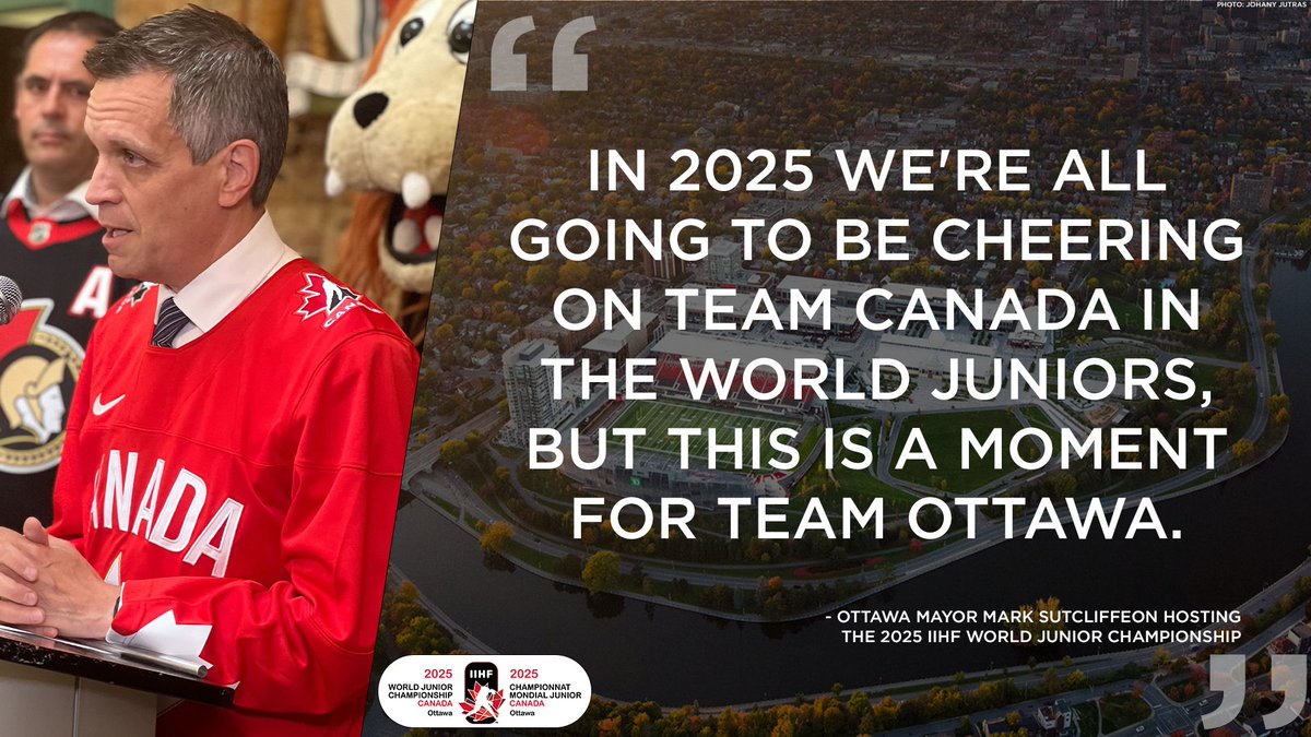 We're all on Team Ottawa 🏛️

As the proud venue of the 2025 World Juniors, we can't wait to represent Canada on the world stage. Get ready to cheer on Team Canada right here at TD Place! 🏒🇨🇦

#WorldJuniors | #TeamOttawa