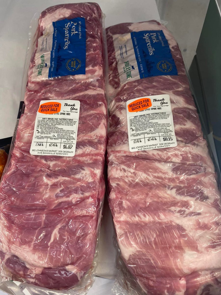 There’s some racks of ribs for $2.49/# available at #BigJohnsonsMarket in #SwanvilleMN! 

facebook.com/profile.php?id…

#MorrisonCounty