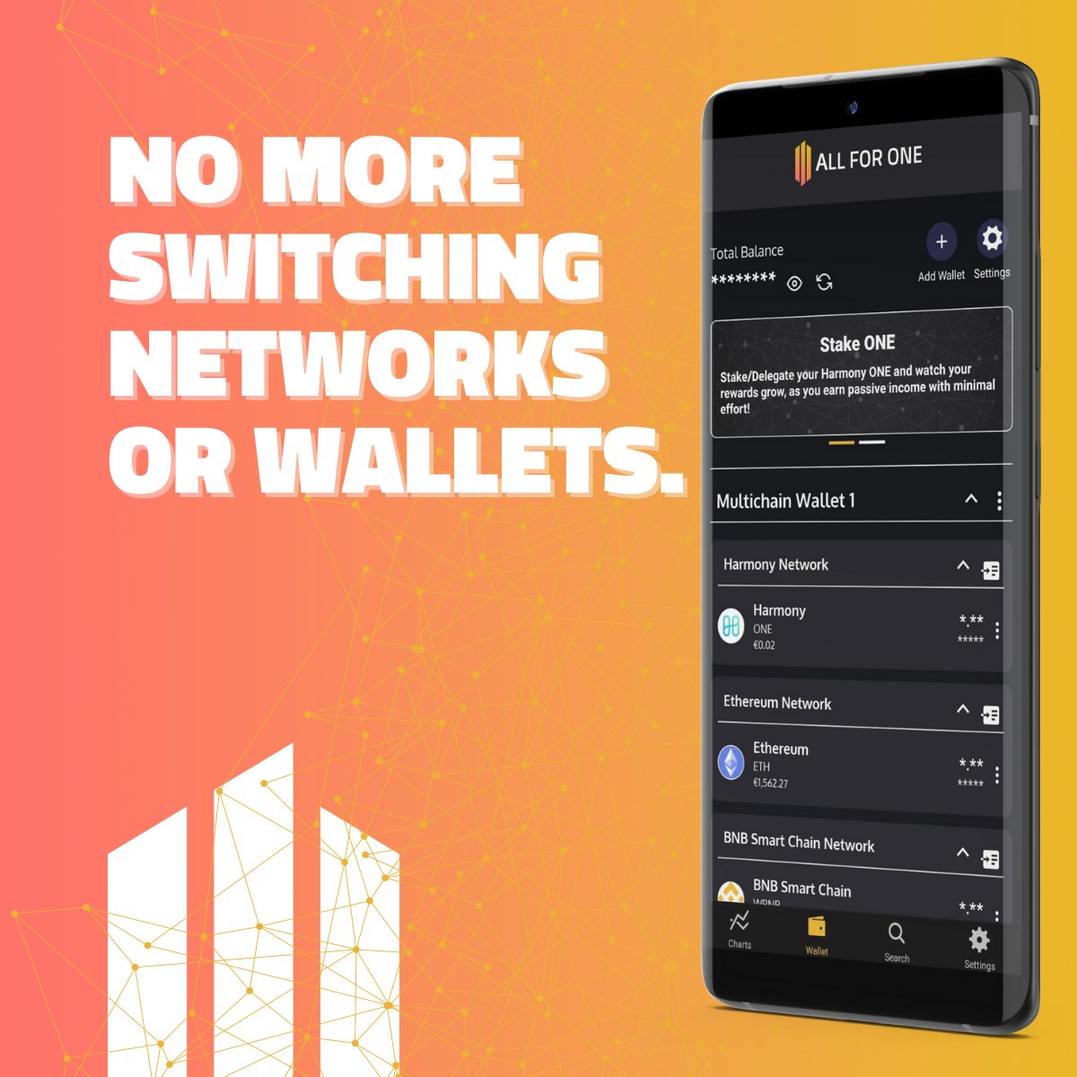 AppAllForOne's tweet image. All your wallets, all your assets, all in one place. Experience the convenience of AllForOne's comprehensive wallet overview. #crypto #wallets