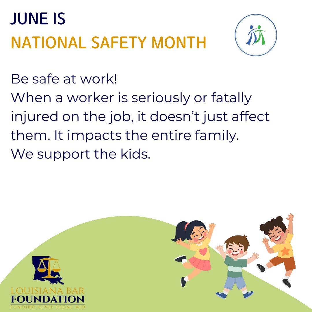 labarfoundation's tweet photo. Did you know that June is National Safety Month? Catastrophic workplace injuries affect the whole family. Help us ensure that the children of injured workers have a chance at higher education. Learn more about the LBF Kid's Chance Scholarship Program: https://t.co/34dm6bSsVX https://t.co/2Euf784kwg