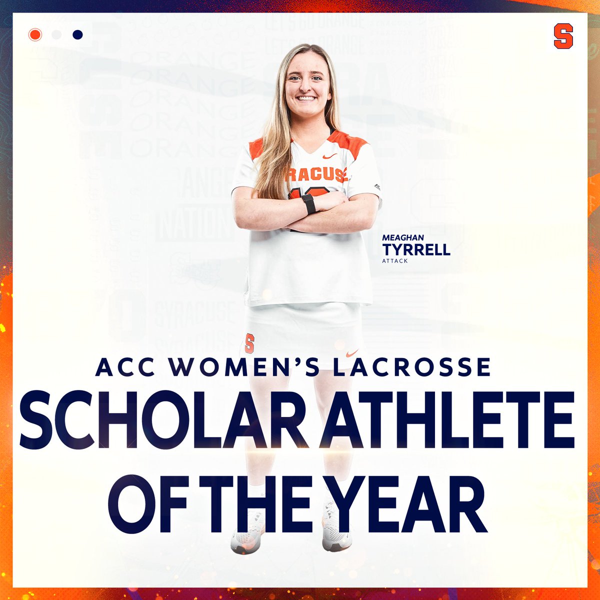 A star on the field, a star in the classroom. Congratulations to ACC Women's Lacrosse Scholar Athlete of the Year <a href="/MeaghannTyrrell/">Meaghan Tyrrell</a>!

And congratulations to our 1⃣2⃣ All-ACC Academic Team honorees! 📚🍊🥍

bit.ly/3NGQssU