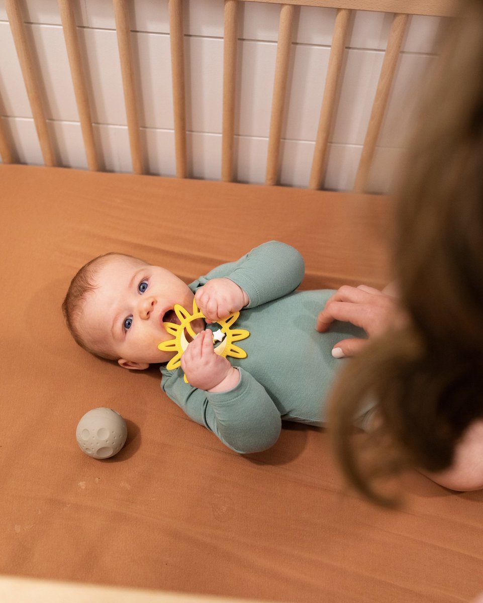 LucyDarlingShop's tweet image. Sensory play encourages learning through curiosity and exploration.  Our Celestial Skies teether is perfect for sensory play. #sensorytoys #babyteether #braindevelopment