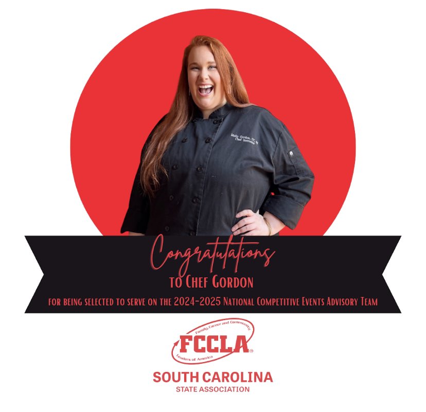 scfccla (@sc_fccla) on Twitter photo Congratulations to our very own Chef Molly Gordon from <a href="/WandoCulinary/">WandoCulinaryArts</a> for being selected to serve on the 2024-2025 National Competitive Events Advisory Team!!
We are so happy for you and can’t wait to see the incREDible things you accomplish! Congratulations to our very own Chef Molly Gordon from <a href="/WandoCulinary/">WandoCulinaryArts</a> for being selected to serve on the 2024-2025 National Competitive Events Advisory Team!!
We are so happy for you and can’t wait to see the incREDible things you accomplish!