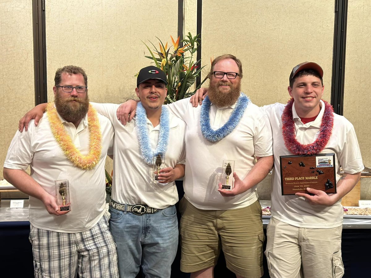 levelupnw's tweet photo. Aloha &amp; Congratulations to all of the @BACWWA  apprentices who competed in the Western States Apprenticeship Contest in Hawaii.👏🏼 You are the #bestinthewest 💪🏽 A special shout out to Stephen Hannon for bringing home 🥉 place in the Marble contest. https://t.co/sjGtnQW8NP