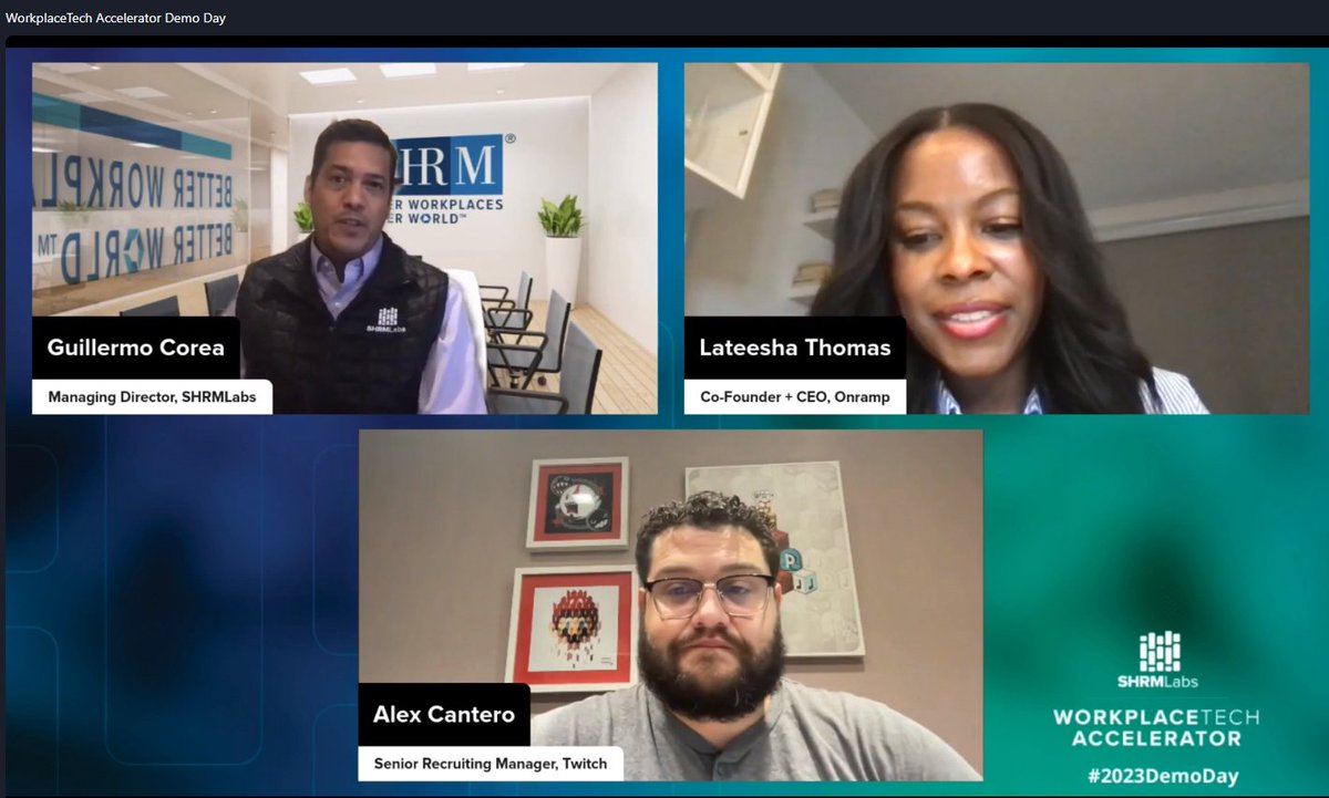 DCasha's tweet image. .@onramp_io featured customer testimonial is from @Twitch who highlights how OnRamp attracts candidates, addresses the job candidate volume #2023demoday