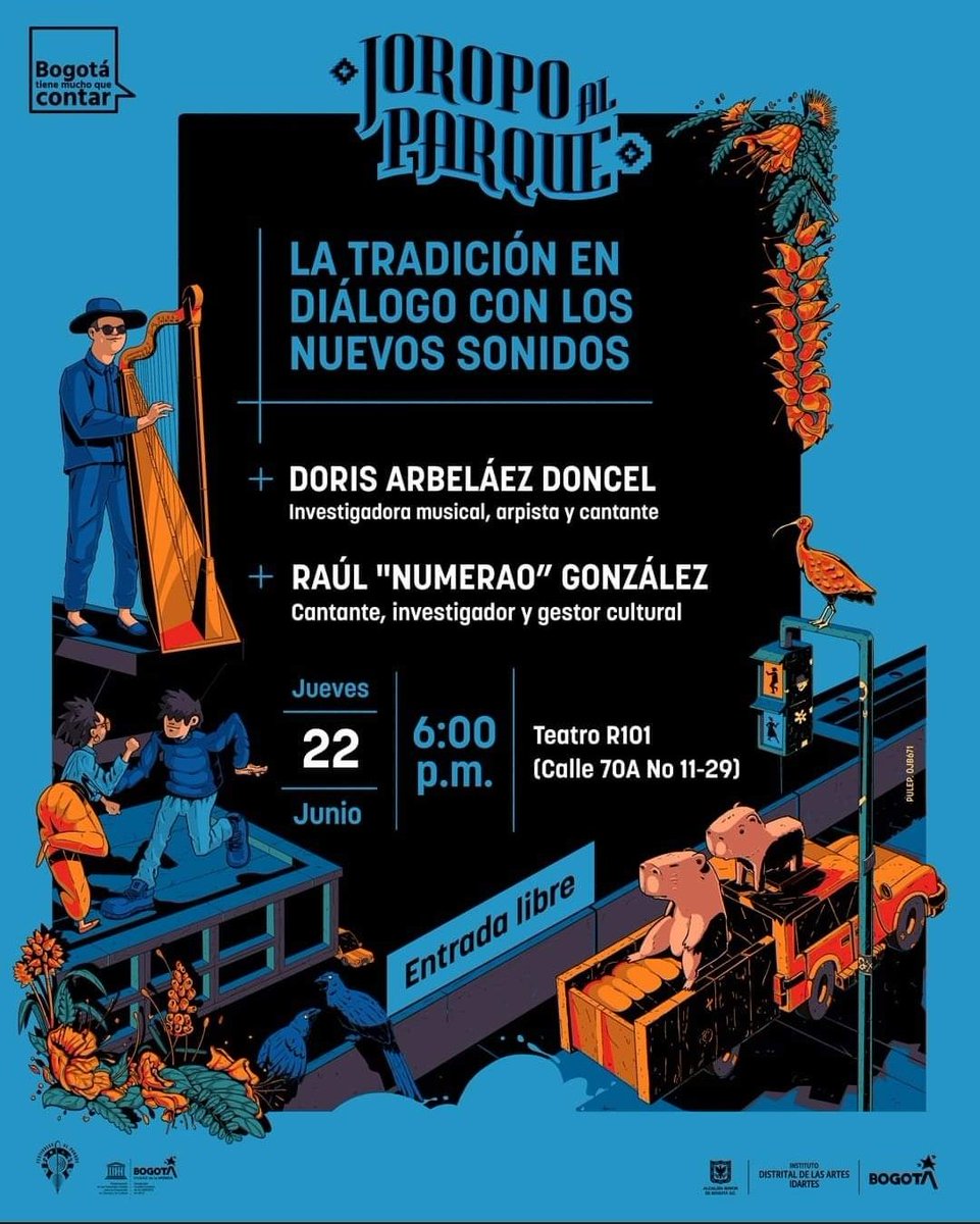 Hoy a las 6 pm en el teatro R101, esta maravillosa charla en el marco de joropo al parque. Cordialmente invitados. Entrada gratuíta!