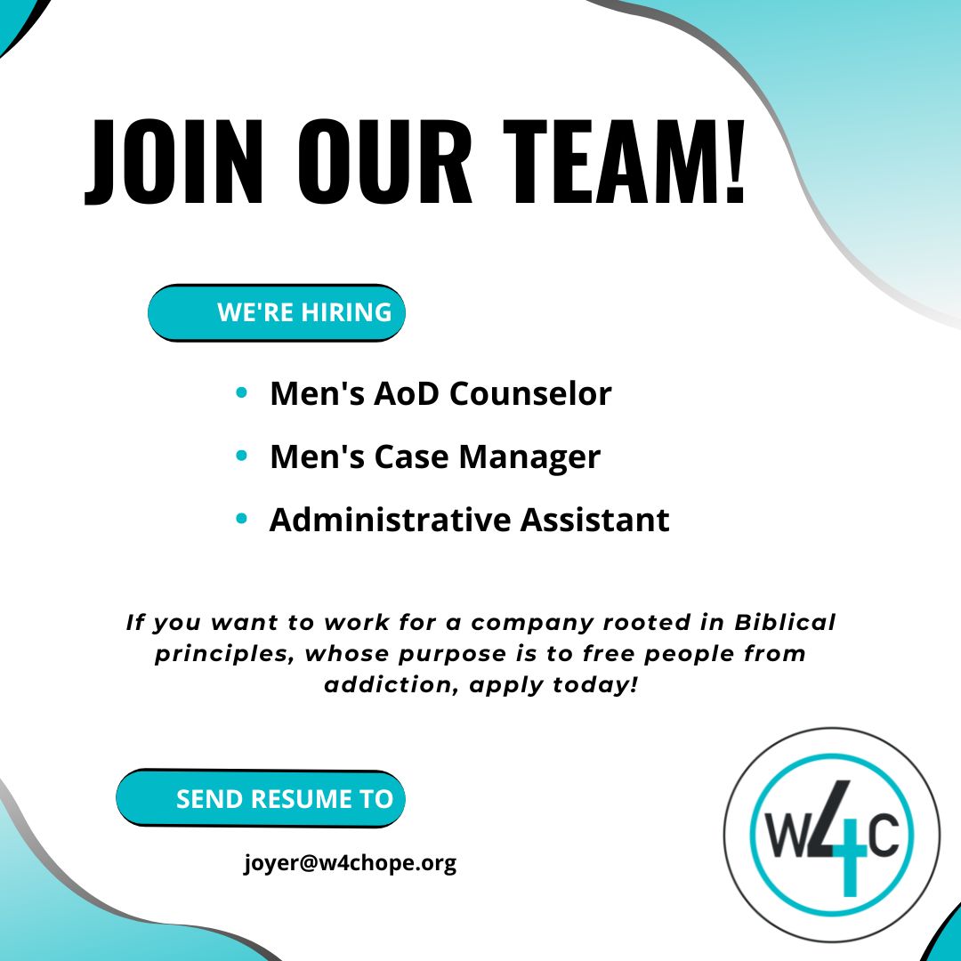 Please forward all resumes to: joyer@w4chope.org

Counselor: Valid DL and CDCA Required
Case Manager: Valid DL Required

Administrative Assistant: Computer and Google Workspace skills are a must

#job #jobsearch #addictioncounselor #administrativeassistant #jobs #ohiojobs #w4c