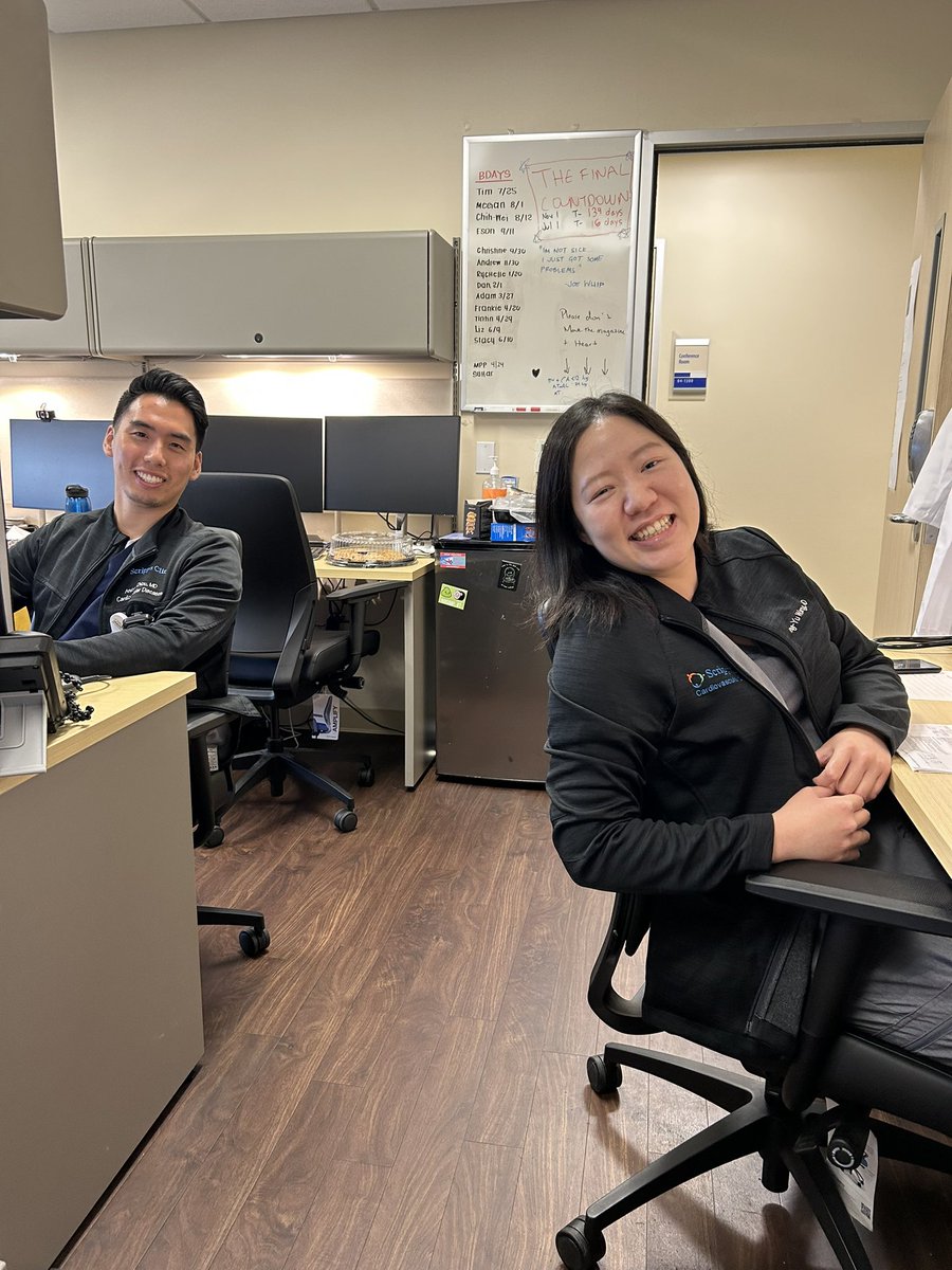 Scripps Cardiology Fellowship (@scrippscvfellow) on Twitter photo Our inpatient general #cardiology (Andrew, left) & #heartfailure (<a href="/TWang29/">Tintin Wang</a>, right) fellows hard at work on busy services this week. It may be summer, but there’s still heart disease to stomp out!🫀#dreamjob #CardioTwitter #cardiologyfellowship Our inpatient general #cardiology (Andrew, left) & #heartfailure (<a href="/TWang29/">Tintin Wang</a>, right) fellows hard at work on busy services this week. It may be summer, but there’s still heart disease to stomp out!🫀#dreamjob #CardioTwitter #cardiologyfellowship