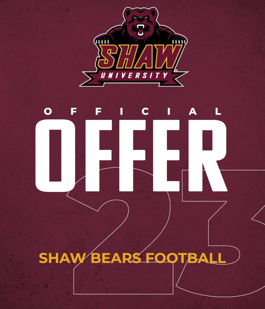 Erickvill06's tweet photo. After having a great camp at Shaw university I’m blessed to say I have received my first scholarship, thank you ⁦@coach33smith⁩ ⁦@CoachDargan⁩ ⁦@Coach_Bolster_⁩ https://t.co/8OkLK27sTs