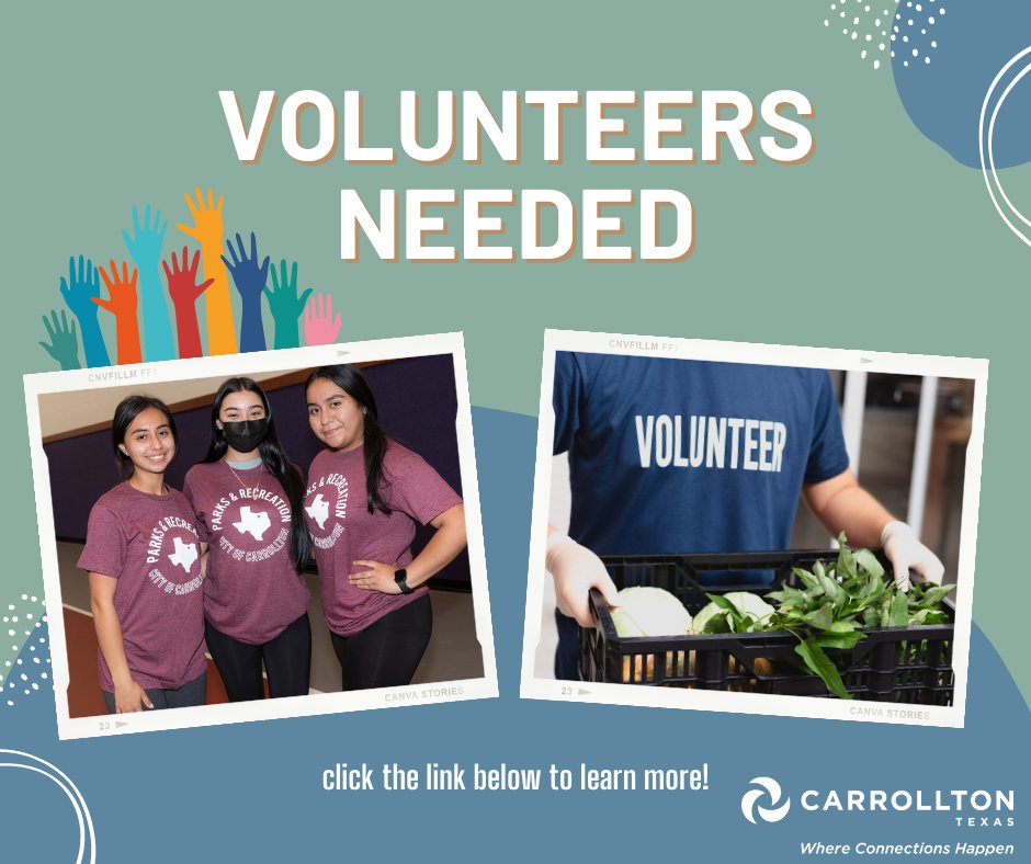 Join the City of Carrollton Parks & Recreation Department in making a difference! Become a volunteer today and embrace the chance to contribute to your community's growth and vitality. Please visit: form.jotform.com/220033460159143
#CarrolltonVolunteers #CommunityImpact