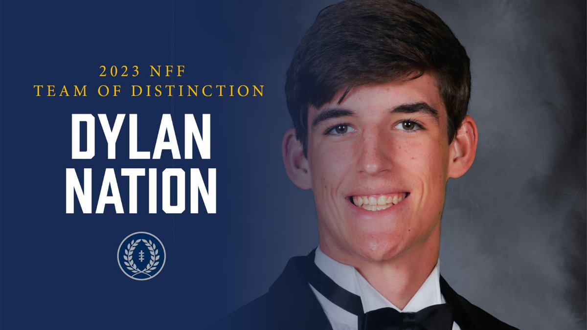 NFFNetwork's tweet photo. @drewhollinger10 @DHCHighSchool @KenyonFootball @shaunakjoshi_12 @HHSFootball7 @MITFootball @tylerkuo23 @RSA_Athletics @NFFAustin @maxlawrence_3 @WHWildcatFB @MiamiTDClub @CHSGreenwave Congratulations to Dylan Nation (@DylanNation04)  from @CavsRecruits  on representing the Touchdown Club of Atlanta Chapter on the 2023 NFF Team of Distinction. https://t.co/mNnSTs1CIU