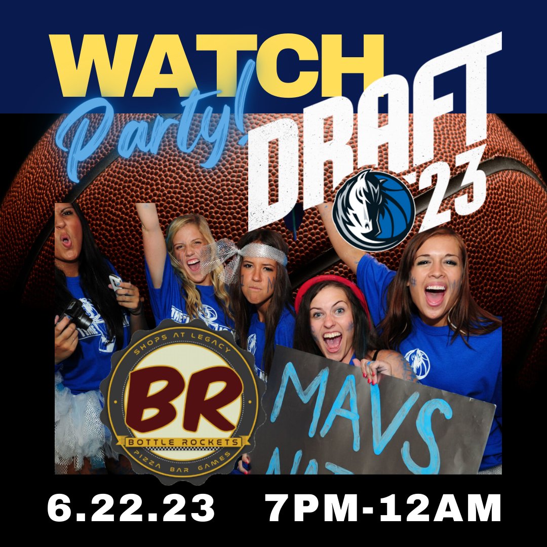 BarRockets's tweet photo. TONIGHT! June 22 @7PM:  Join us for our Dallas Mavericks 2023 Draft Watch Party!  $6 Blue Frozen Drinks (The Maverick) >> Why go anywhere else?! BIGGEST Screens in North Dallas and TONs of FUN! #dallasmavs #mavswatchparty #NBAwatchparty https://t.co/i12UuBz902